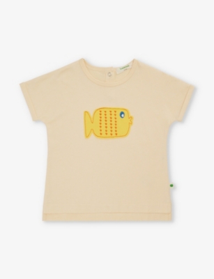 Shop The Bonnie Mob Graphic-print Short-sleeve Organic Stretch-cotton T-shirt 3-36 Months In Sandy
