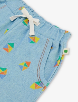 Shop The Bonnie Mob Beach Denim Graphic-print Elasticated-waistband Organic-cotton Shorts 6-24 Months