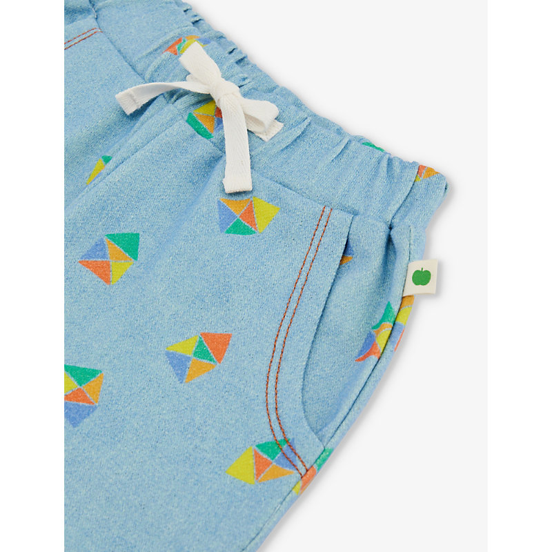 Shop The Bonnie Mob Beach Denim Graphic-print Elasticated-waistband Organic-cotton Shorts 6-24 Months