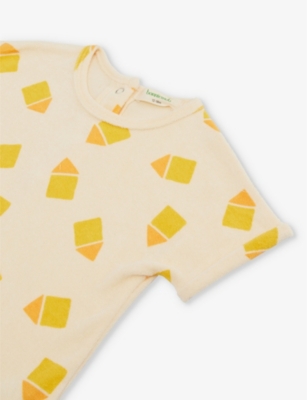 Shop The Bonnie Mob Graphic-print Short-sleeve Organic Cotton-towelling T-shirt 9-36 Months In Yellow Beach Hut