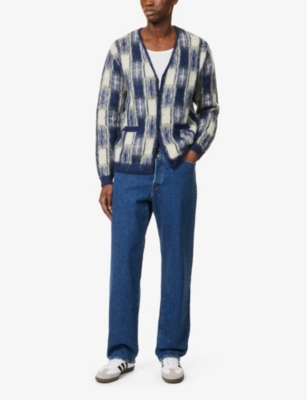 Replay Mens Dark Blue Red Cast 901 High-rise Straight-leg Stretch-denim Jeans In Blue