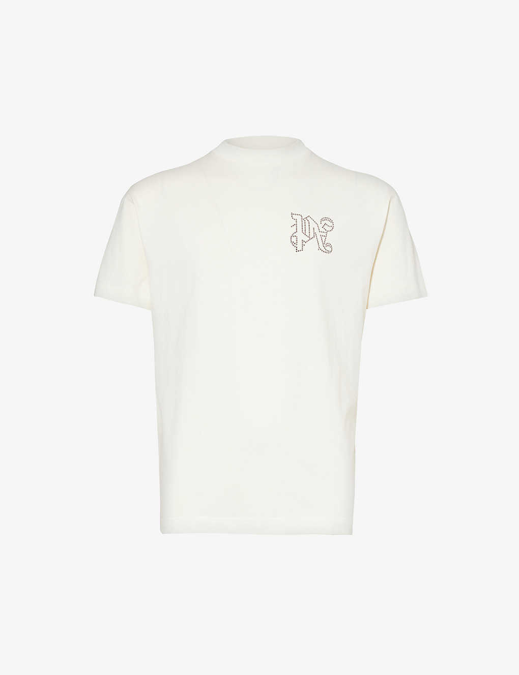 Palm Angels Mens Off White Gunm Brand-embellished Crewneck Cotton-jersey T-shirt