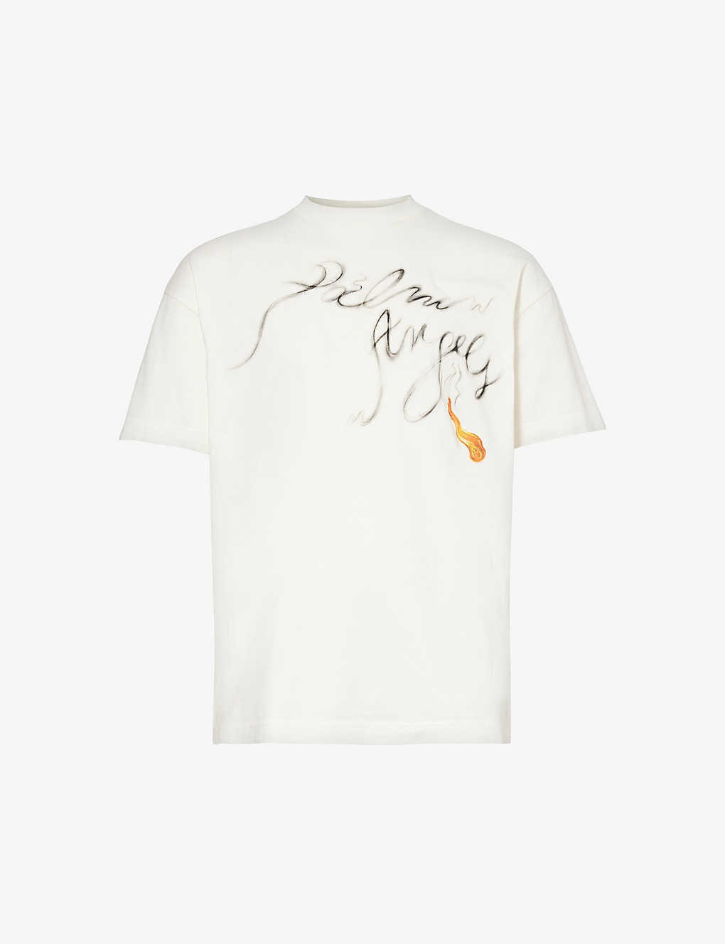 Shop Palm Angels Men's White Black Foggy Graphic-print Cotton-jersey T-shirt
