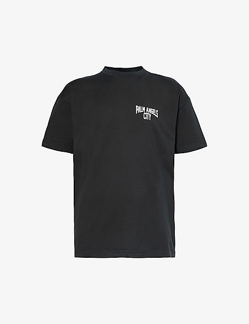 PALM ANGELS: Washed brand-print cotton T-shirt