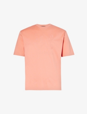 Shop Palm Angels Men's Pink Pink Monogram Brand-patch Cotton-jersey T-shirt