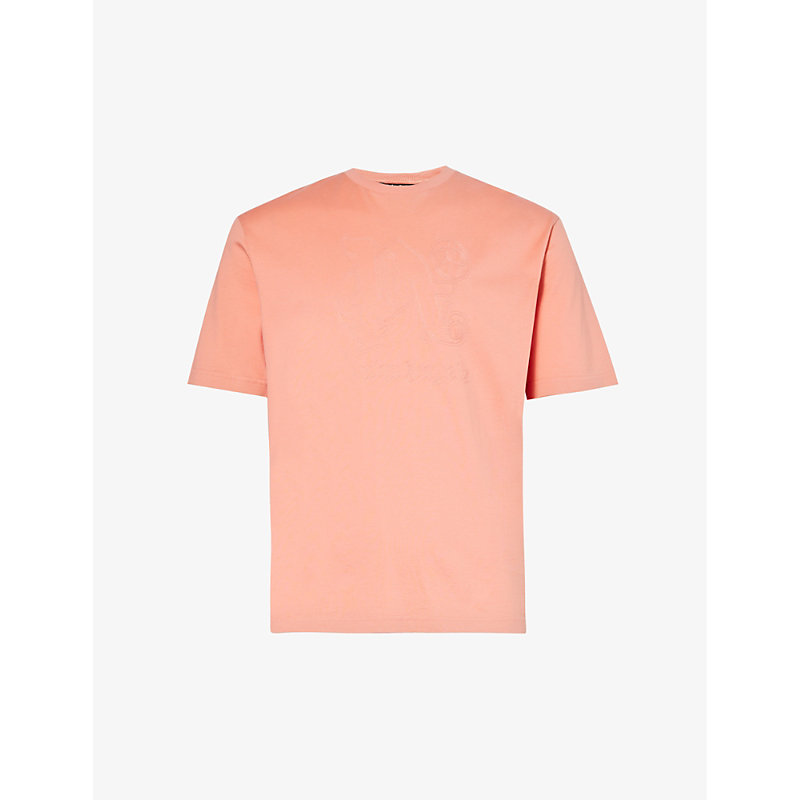 Shop Palm Angels Men's Pink Pink Monogram Brand-patch Cotton-jersey T-shirt