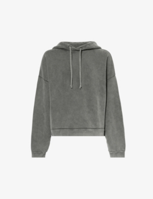 Acne Studios Logo Patch Cotton Hoodie In Faded Black