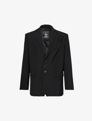 Shop Y/project Men's Black Pinched Logo-embroidered Wool Blazer