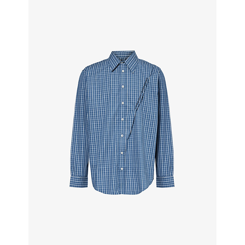 Y/project Evergreen Checked Organic-cotton Shirt In Blue Check