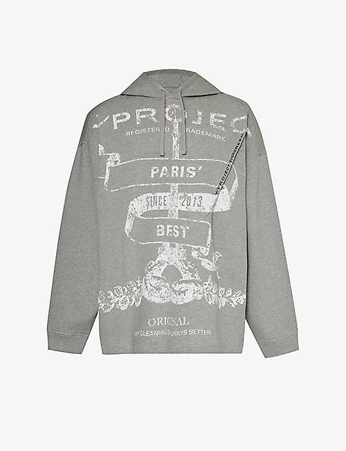 Y/PROJECT: Branded-print organic cotton-jersey hoody
