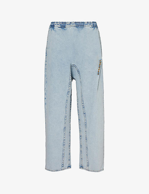Y/PROJECT: Pinch logo-embroidered wide-leg organic-denim jeans