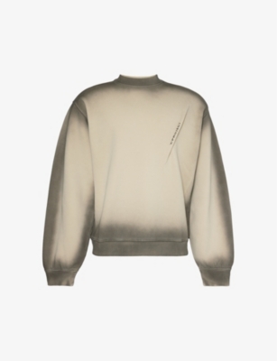 Y/project Logo-print Faded-wash Cotton-jersey Sweatshirt In Beige Spray