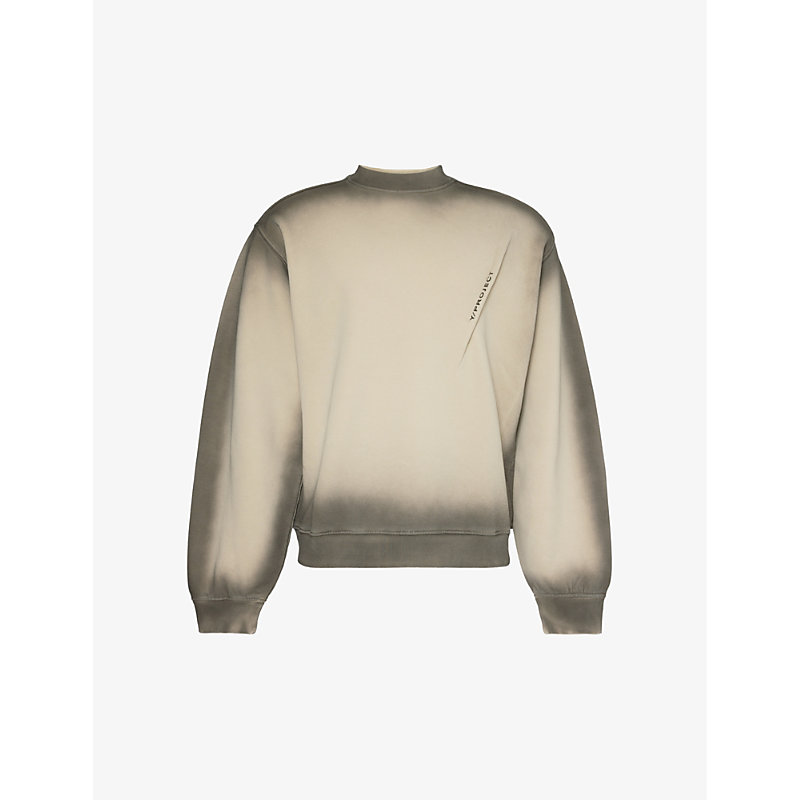 Shop Y/project Men's Beige Spray Logo-print Faded-wash Cotton-jersey Sweatshirt