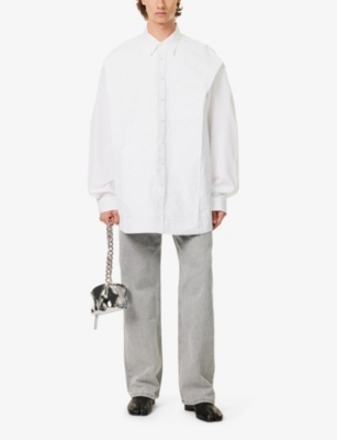 Shop Y/project Men's White Scrunched Brand-embroidered Cotton Shirt