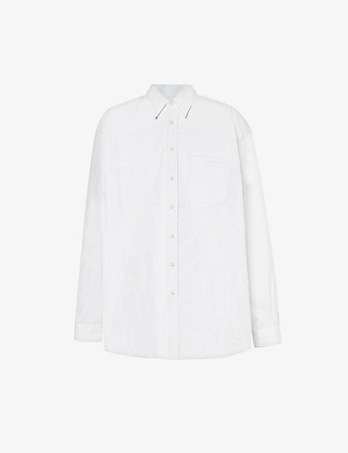 Y/PROJECT: Scrunched brand-embroidered cotton shirt