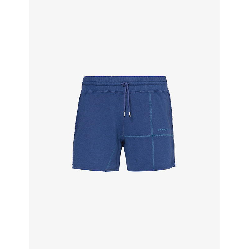 A-cold-wall* A Cold Wall Mens Volt Blue Intersect Logo-embroidered Cotton-jersey Shorts