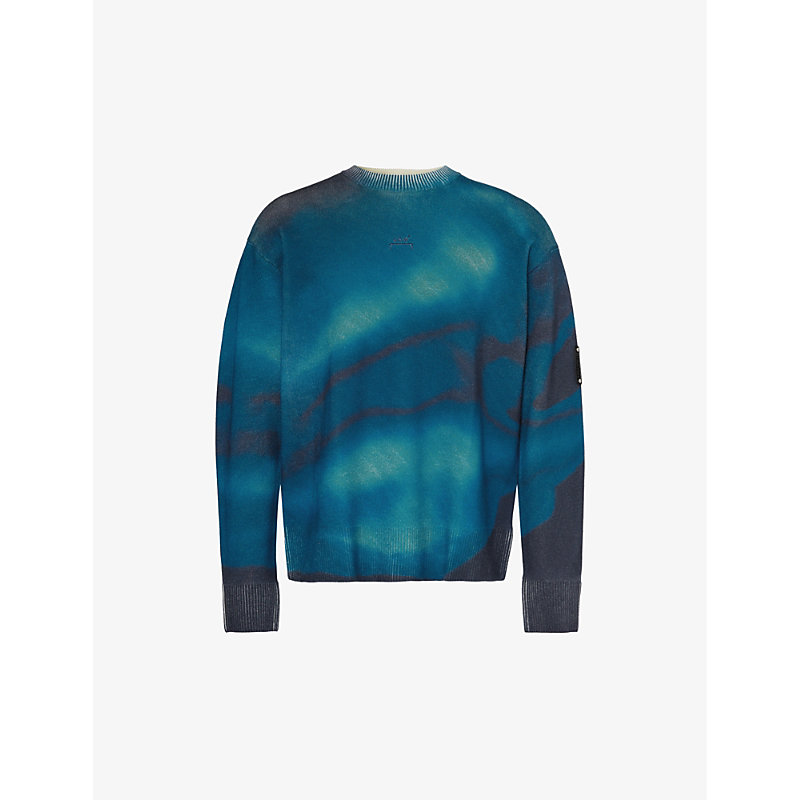 A-cold-wall* A Cold Wall Mens Navy Gradient-pattern Relaxed-fit Wool-knit Jumper