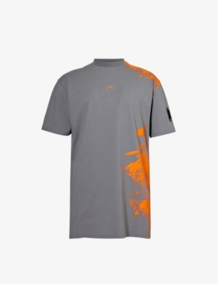 Shop A-cold-wall* A Cold Wall Mens Slate Brushstroke Graphic-print Cotton-jersey T-shirt