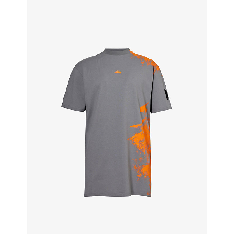 Shop A-cold-wall* Brushstroke Graphic-print Cotton-jersey T-shirt In Slate