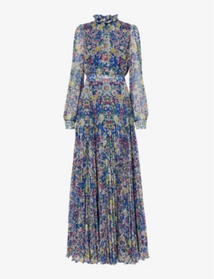 Mary Katrantzou Womens Crystal Flora Midnight Selene Floral-print Woven Maxi Dress