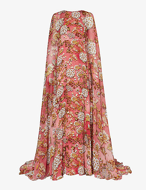 MARY KATRANTZOU: Didion floral-pattern silk maxi dress