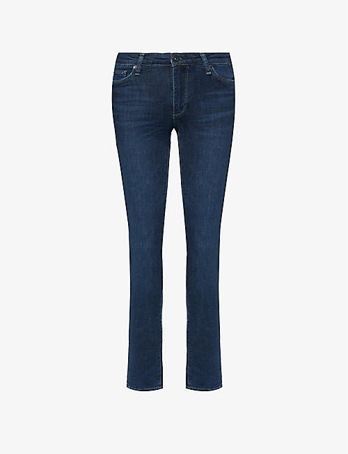 AG: Prima tapered-leg mid-rise stretch-denim jeans