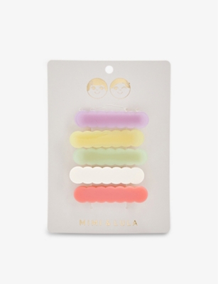 Mimi & Lula Kids' Summer Scalloped-edge Pack Of Five Acetate Hair Clips In Multi