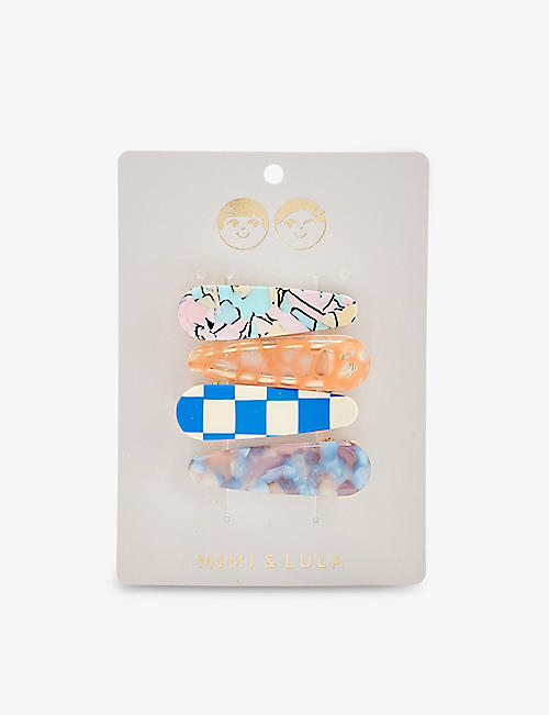 MIMI & LULA: Graphic-print pack of four acetate hair clip