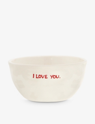 Anna + Nina I Love You Ceramic Bowl 14cm In White