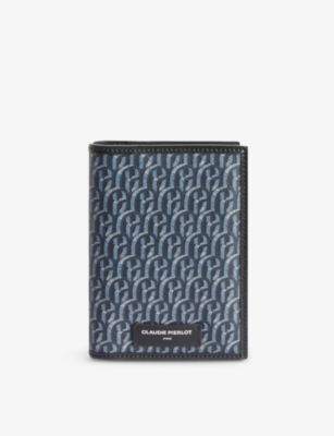 Shop Claudie Pierlot Bleus Monogram-print Faux-leather Passport Cover