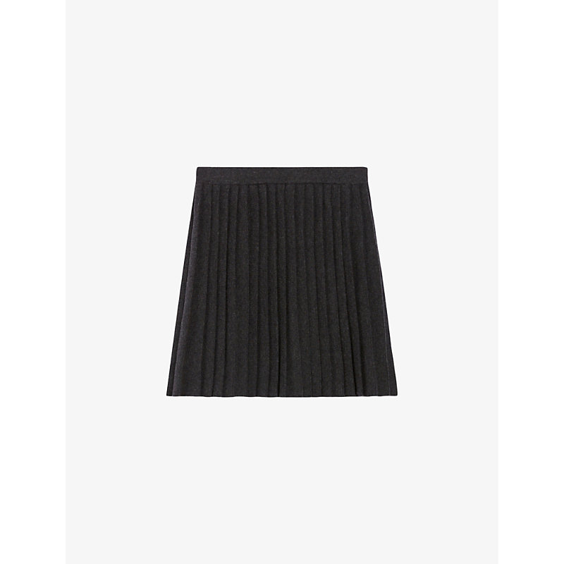 Claudie Pierlot Women's Noir / Gris High-rise Pleated Wool-blend Mini Skirt