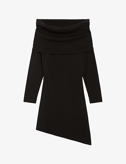 CLAUDIE PIERLOT: Off-the-shoulder knitted mini dress