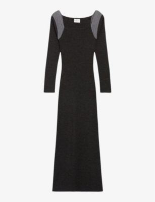Claudie Pierlot Marled Knit Maxi Dress In Noir / Gris