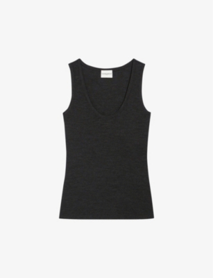 CLAUDIE PIERLOT: Scoop-neck sleeveless cotton T-shirt