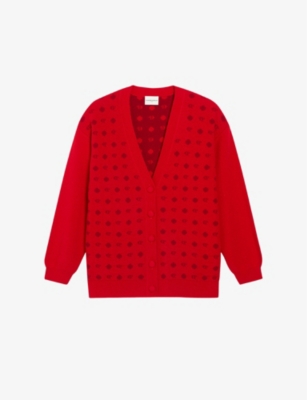 Claudie Pierlot Womens Rouges Logo-print V-neck Knitted Cardigan