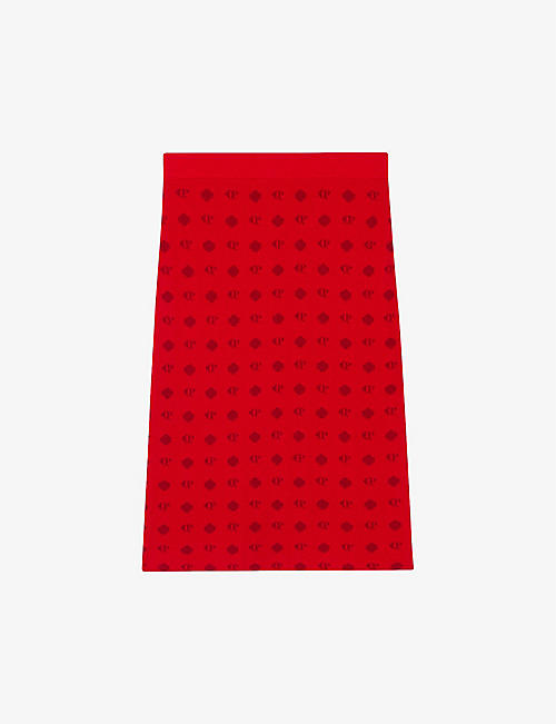 CLAUDIE PIERLOT: Melange logo-pattern knitted skirt