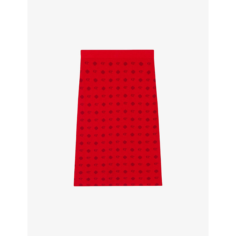 Claudie Pierlot Womens Rouges Melange Logo-pattern Knitted Skirt