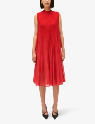 Shop Claudie Pierlot Women's Rouges Maryli Pleated-skirt Woven Midi Dress