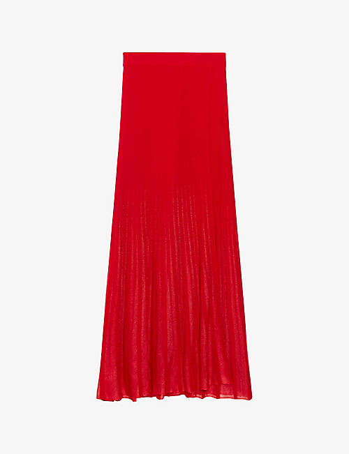 CLAUDIE PIERLOT: Maryline pleated high-rise woven maxi skirt