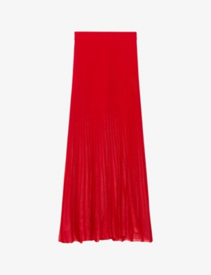 Claudie Pierlot Womens Rouges Maryline Pleated High-rise Woven Maxi Skirt
