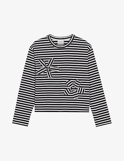 CLAUDIE PIERLOT: Stripe-print long-sleeved cotton T-shirt