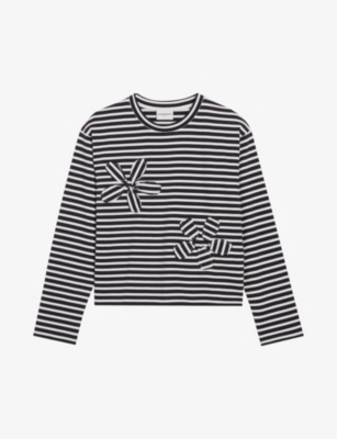 Shop Claudie Pierlot Women's Divers Stripe-print Long-sleeved Cotton T-shirt
