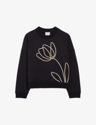 CLAUDIE PIERLOT: Floral-embroidered cotton sweatshirt