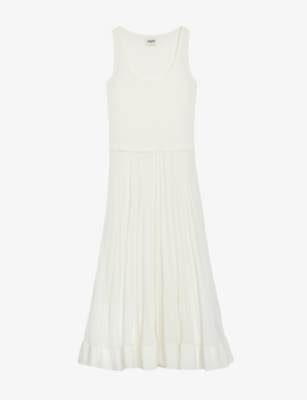 CLAUDIE PIERLOT: Scoop-neck pleated stretch-cotton maxi dress