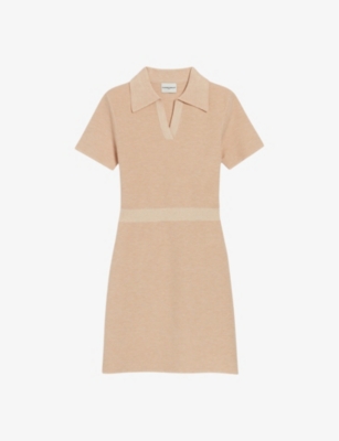 Shop Claudie Pierlot Women's Naturels Contrast-trim Knitted Mini Dress