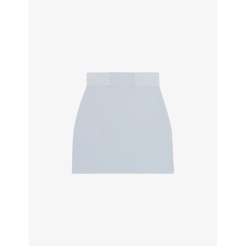 Claudie Pierlot Womens Bleus Ribbed-waistband Knitted Mini Skirt