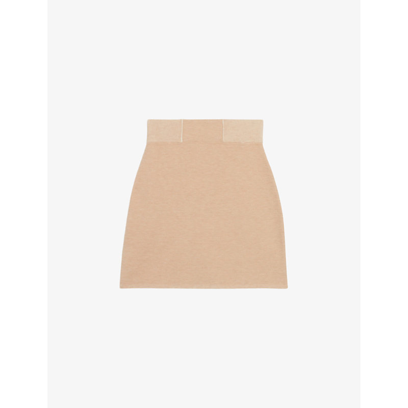Shop Claudie Pierlot Women's Naturels Ribbed-waistband Knitted Mini Skirt