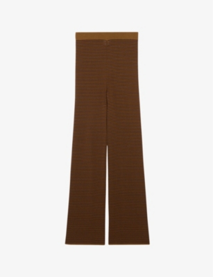 CLAUDIE PIERLOT: Stripe-weave straight-leg knitted trousers