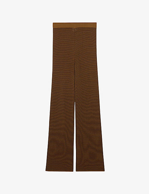 CLAUDIE PIERLOT: Stripe-weave straight-leg knitted trousers