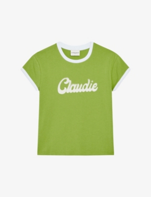 CLAUDIE PIERLOT: Logo-embroidered cotton T-shirt